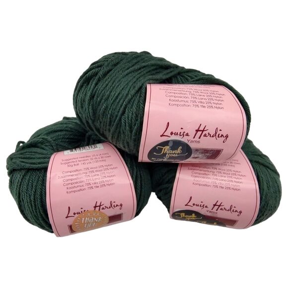 3-PK Cassia Louisa Harding Yarns Supersoft Superwash 75% Wool 25% Nylon Pine 118 - Picture 1 of 9